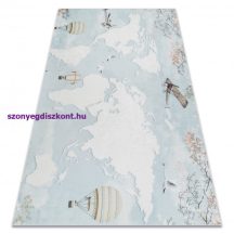   BAMBINO 1163 mosható szőnyeg Világtérkép, világ gyerekeknek csúszásgátló - kék 80x150 cm