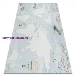   Kab. BAMBINO 1163 mosható szőnyeg Világtérkép, világ gyerekeknek csúszásgátló - kék 80x150 cm