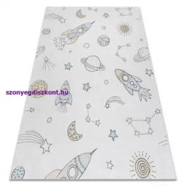   Kab. BAMBINO 1278 mosható szőnyeg tér űrrakéta gyerekeknek csúszásgátló - krém 80x150 cm