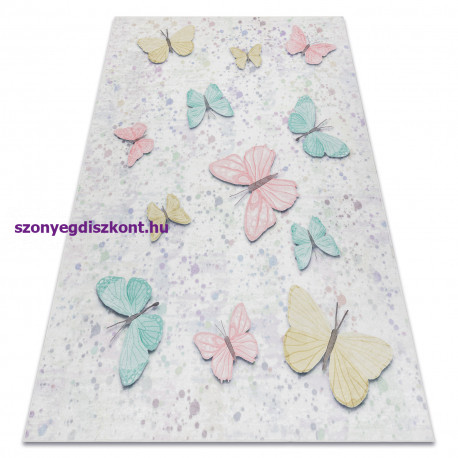 BAMBINO 1610 mosható szőnyeg Pillangók gyerekeknek csúszásgátló - krém 80x150 cm