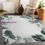 Kab. ANDRE 1168 mosható szőnyeg Levelek, geometriai csúszásgátló - fehér / zöld 160x220 cm