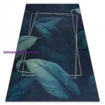 Kab. ANDRE 1170 mosható szőnyeg Levelek, geometriai csúszásgátló - kék 80x150 cm