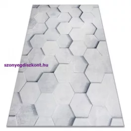   Kab. ANDRE 1180 mosható szőnyeg Méhsejt, hatszögletű 3D csúszásgátló - szürke 80x150 cm