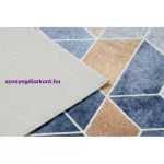 Kab. ANDRE 1216 mosható szőnyeg Kocka, geometriai csúszásgátló - kék 80x150 cm