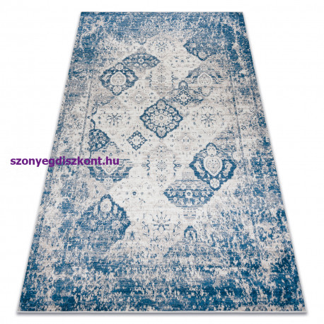 ANDRE 1819C mosható szőnyeg Rozetta, vintage csúszásgátló - bézs / kék 80x150 cm