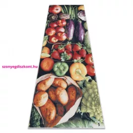   Kab. ANDRE 1711 mosható szőnyeg Gyümölcsök és zöldségek, konyhába csúszásgátló - zöld 80x200 cm