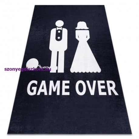 Mosható szőnyeg BAMBINO 2104 'Game over' esküvő, legénybúcsú, csúszásgátló - fekete 120x170 cm