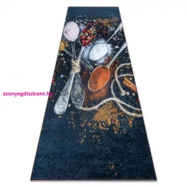   Kab. ANDRE 9002 mosható szőnyeg Kanalak, fűszerek konyhába csúszásgátló - kék / terrakotta 80x200 cm