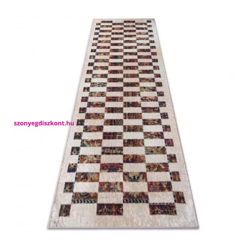 Kab. ANDRE 43780 mosható szőnyeg Geometriai csúszásgátló - bézs / terrakotta 80x200 cm