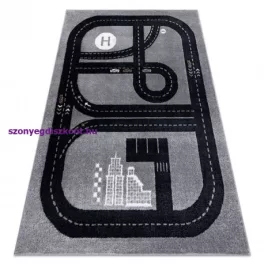   Kab. Szőnyeg FUN Track gyerekeknek, utca, város szürke 200x290 cm