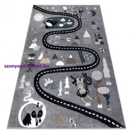   Kab. Szőnyeg FUN Route gyerekeknek, utca, állatok szürke 120x170 cm