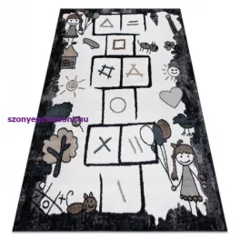   Kab. Szőnyeg FUN Hop gyerekeknek, ugróiskola, állatok fekete 120x170 cm