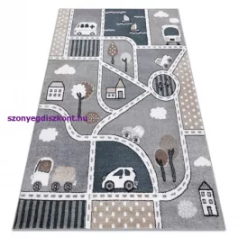   Kab. Szőnyeg FUN Strade gyerekeknek, utca, város szürke 80x150 cm