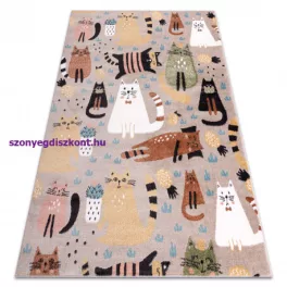   Kab. Szőnyeg FUN Kittens gyerekeknek, macskák bézs 160x220 cm