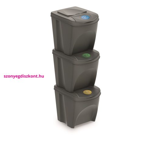 Prosperplast SORTIBOX 3 x 25 l szürke hulladékgyűjtő