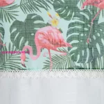 Botanic flamingo mintás csipkés függöny Fehér/zöld/rózsaszín 140x250 cm