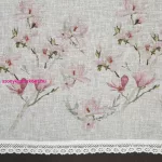 Amelia magnólia virágos vitrázs függöny Fehér/rózsaszín 60x150 cm