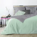 Nova3 pamut-szatén kétoldalas ágyneműhuzat Menta/ezüst 220x200 cm - 70x80 cm 2db