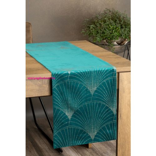 Blink14 bársony asztali futó Sötét türkiz 35x180 cm