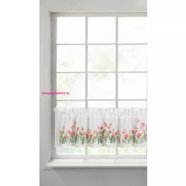   Stella csipke vitrázs függöny tulipán mintával Fehér/piros 30x150 cm