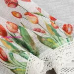 Stella csipke vitrázs függöny tulipán mintával Fehér/piros 30x150 cm