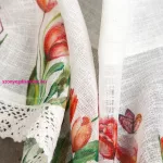 Stella csipke vitrázs függöny tulipán mintával Fehér/piros 30x150 cm