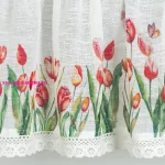 Stella csipke vitrázs függöny tulipán mintával Fehér/piros 30x150 cm