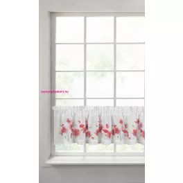   Mari pipacs mintás vitrázs függöny Fehér/piros 30x150 cm