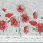 Mari pipacs mintás vitrázs függöny Fehér/piros 30x150 cm