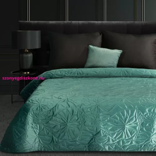 Salvia1 luxus nagyméretű ágytakaró bársony szürkészöld Zsálya 280x260 cm