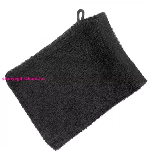 Frottír mosdókesztyű akasztóval 400 g/m2 Fekete 16x21 cm