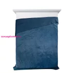 Luiz4 bársony ágytakaró pálmalevél mintával Gránátkék 170x210 cm