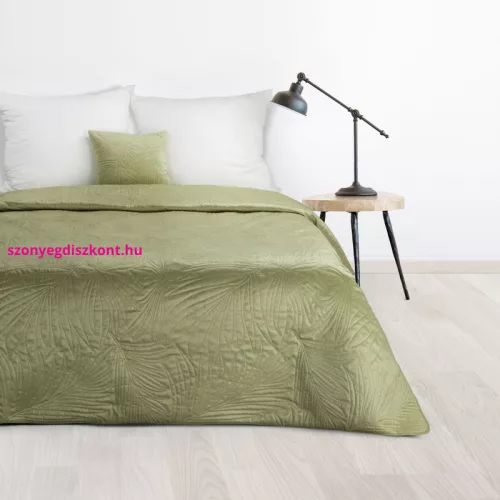Luiz4 bársony ágytakaró pálmalevél mintával Világoszöld 170x210 cm