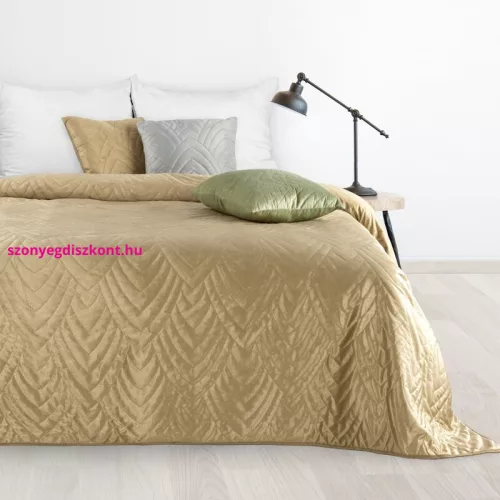 Luiz6 bársony ágytakaró fényes márvány hatású mintával Bézs 220x240 cm