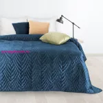 Luiz6 bársony ágytakaró fényes márvány hatású mintával Gránátkék 220x240 cm