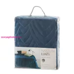 Luiz6 bársony ágytakaró fényes márvány hatású mintával Gránátkék 220x240 cm