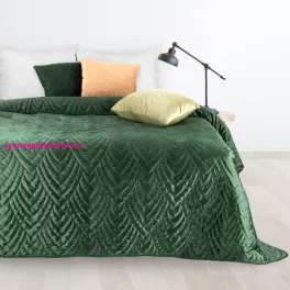   Luiz6 bársony ágytakaró fényes márvány hatású mintával Sötétzöld 170x210 cm