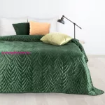 Luiz6 bársony ágytakaró fényes márvány hatású mintával Sötétzöld 220x240 cm