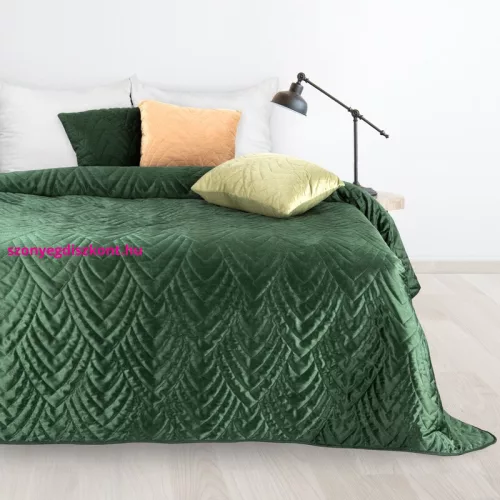 Luiz6 bársony ágytakaró fényes márvány hatású mintával Sötétzöld 220x240 cm