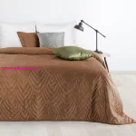 Luiz6 bársony ágytakaró fényes márvány hatású mintával Téglavörös 170x210 cm