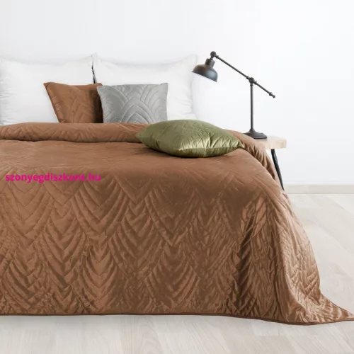 Luiz6 bársony ágytakaró fényes márvány hatású mintával Téglavörös 200x220 cm