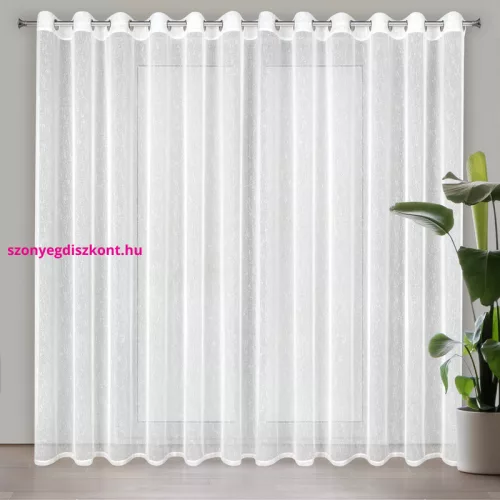Kelly ezüstös szállal átszőtt eső hatású fényáteresztő függöny Fehér 300x250 cm
