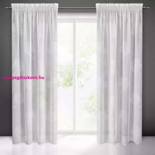 Jane fényáteresztő függöny jacquard levélmintával Fehér 140x270 cm