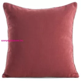   Len egyszínű párnahuzat dekoratív köves szegéllyel Piros 43x43 cm