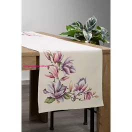   Magnólia virágmintás gobelin asztali futó Natúr 45x140 cm +/-5%