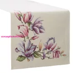 Magnólia virágmintás gobelin asztali futó Natúr 45x140 cm +/-5%