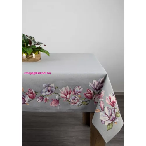 Magnólia virágmintás gobelin asztalterítő Szürke 140x180 cm +/-5%