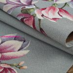 Magnólia virágmintás gobelin asztali futó Szürke 45x140 cm +/-5%