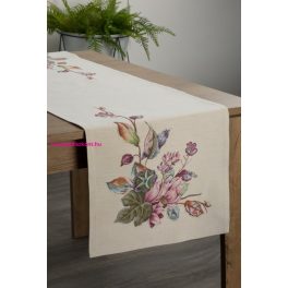   Virágmotívummal díszített gobelin asztali futó Natúr 40x100 cm +/-5%
