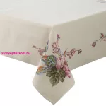 Virágmotívummal díszített gobelin asztalterítő Natúr 140x180 cm +/-5%